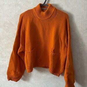Babaa Vibrant Orange Cowl Neck Sweater